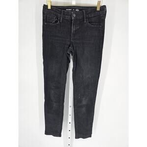 Old Navy Womens Mid Rise Power Slim Straight Leg Button Closer Black Jeans Sz 30